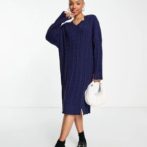 Urban Revivo cable knit midi dress, distressed look